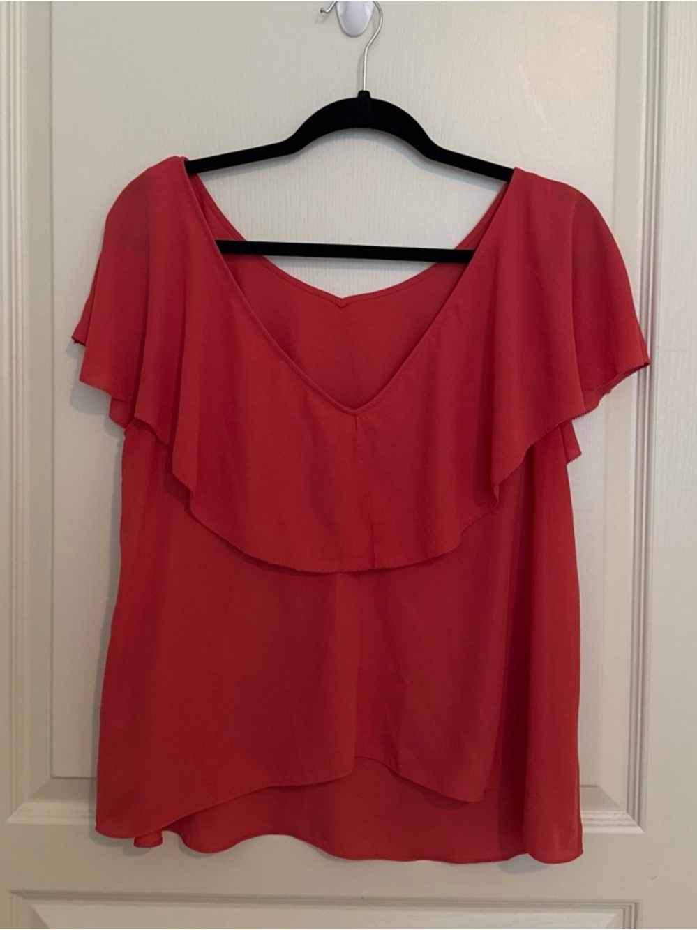 Chelsea28 Pink Flutter-Sleeve V-Neck Blouse